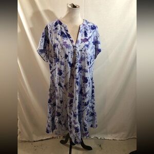 Isaac Mizrahi Live Purple Short Sleeve Dress - Womens 2XP, NWT, bust 26”